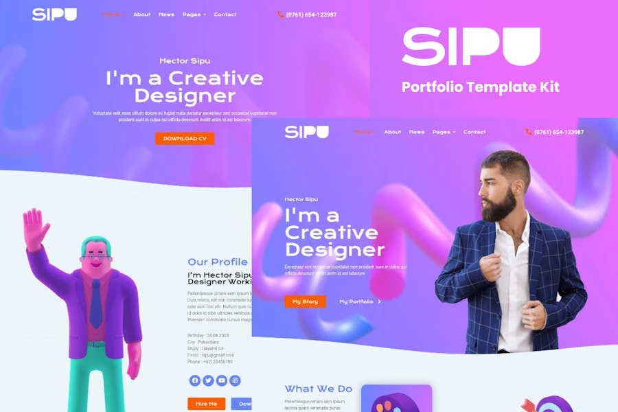Sipu – Kit de plantillas Elementor para Porfolio Creativo