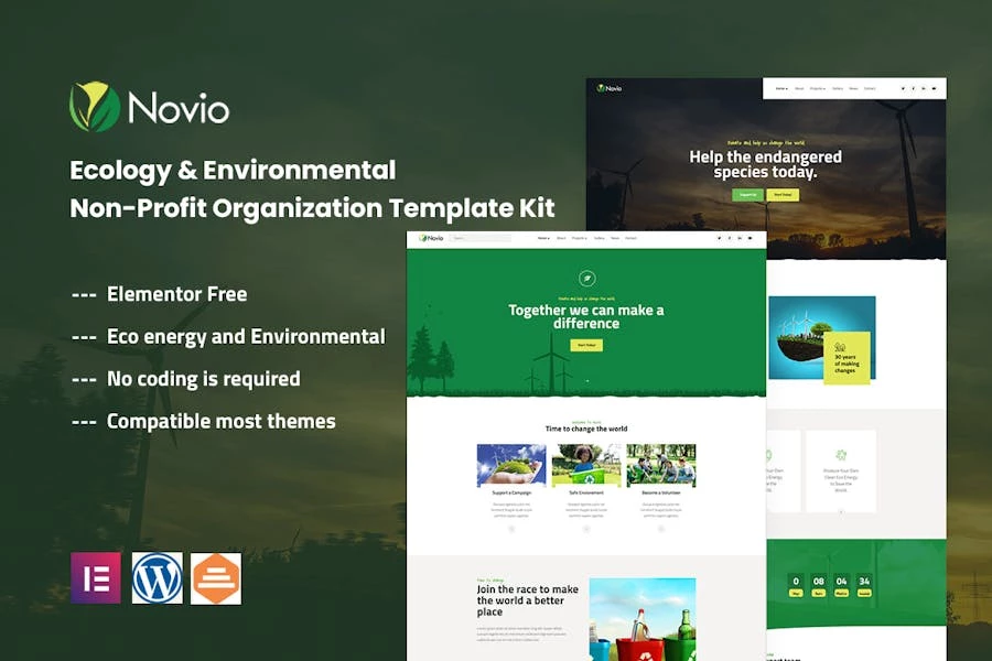 Novio – Template Kit para organizaciones sin fines de lucro de ecología y medio ambiente