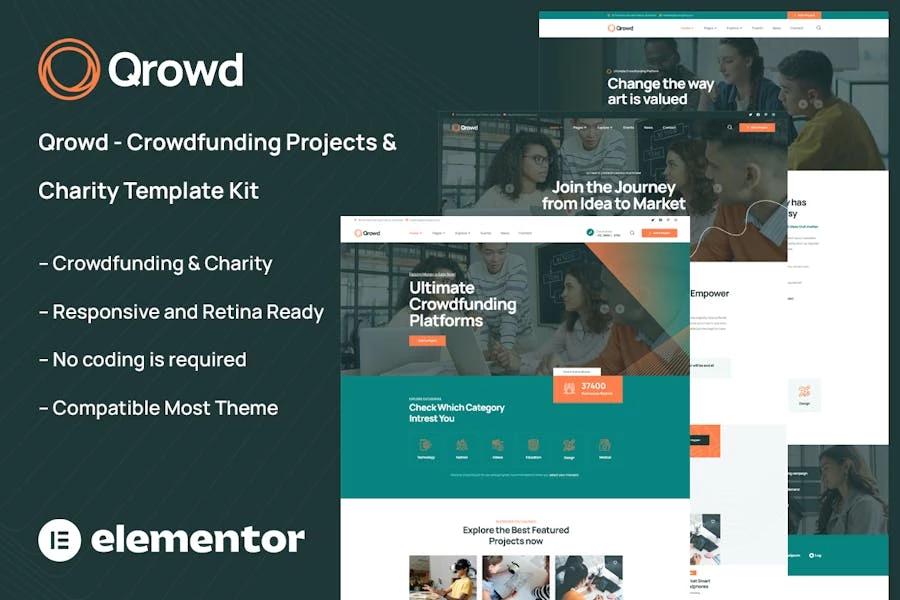 Qrowd – Kit de plantillas para proyectos de crowdfunding y obras benéficas
