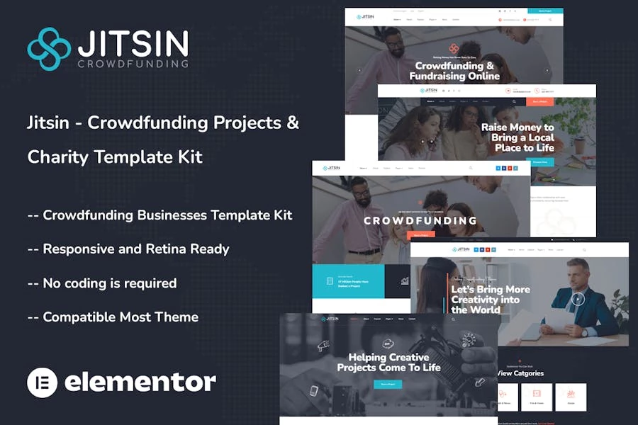 Jitsin – Template Kit para proyectos de crowdfunding y organizaciones benéficas