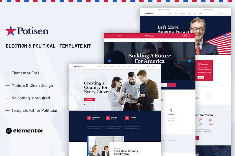 Potisen – Template Kit Elementor para campañas electorales y políticas
