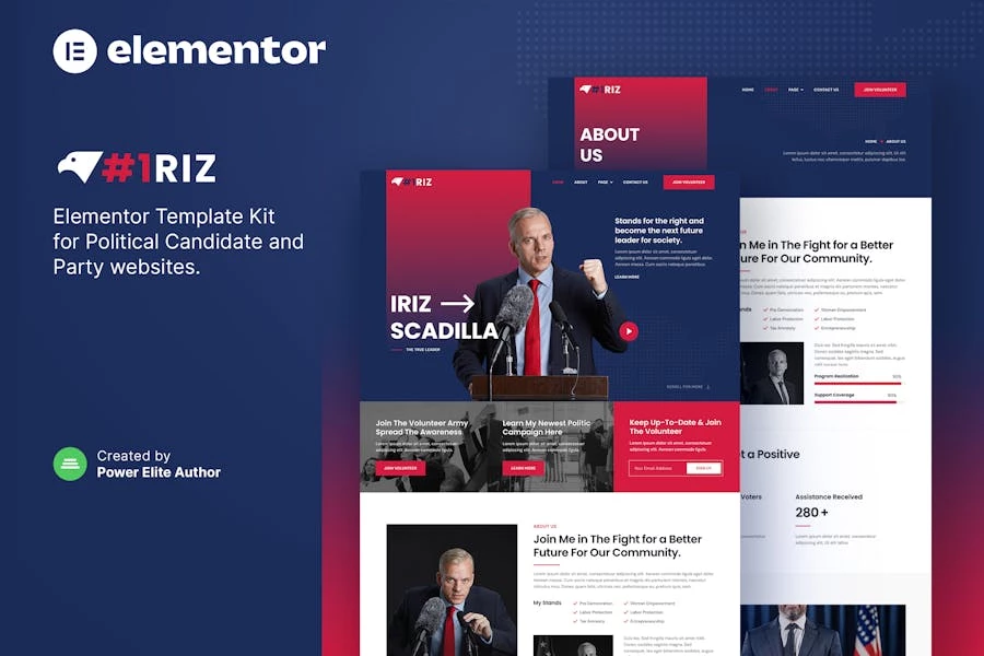 Iriz — Template Kit para candidatos políticos y miembros del partido Elementor