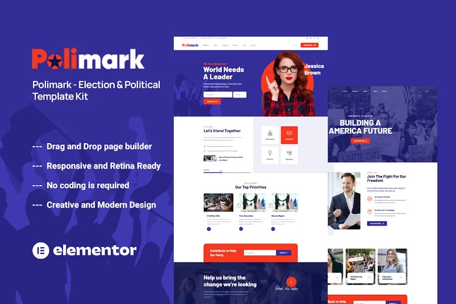 Polimark – Template Kit Elementor para campañas políticas y elecciones