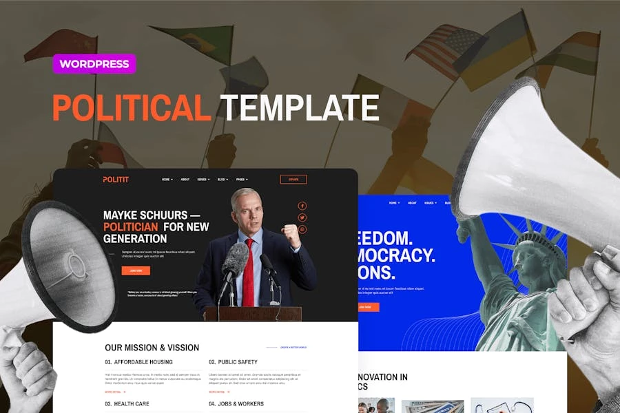 Politit — Kit de plantillas Elementor para partidos políticos