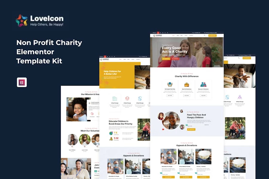 LoveIcon — Template Kit Elementor para organizaciones benéficas sin fines de lucro