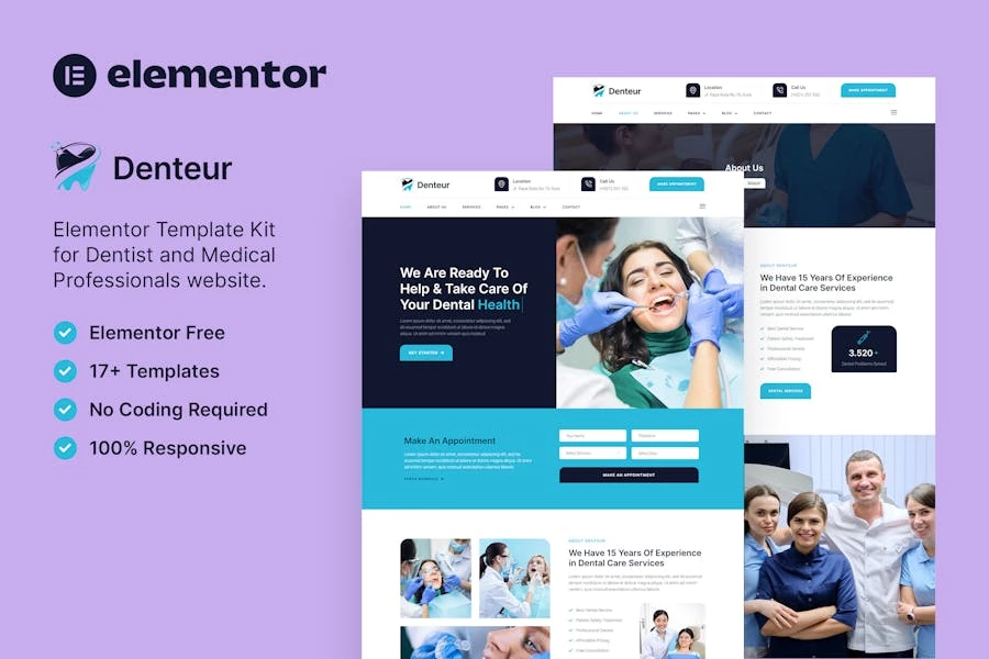 Denteur – Template Kit Elementor para dentistas y clínicas dentales