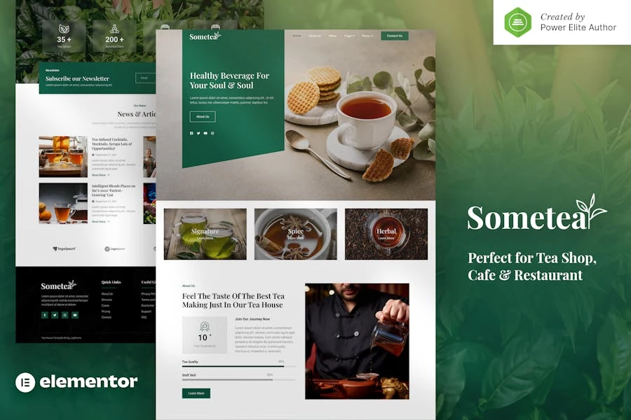 Sometea — Kit de plantillas Elementor para cafeterías y restaurantes de té
