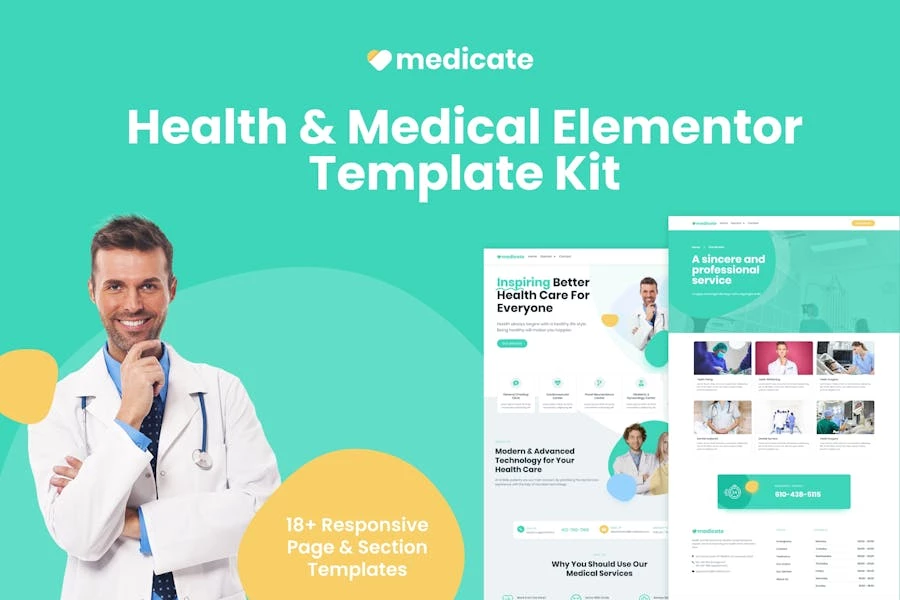 Medicate – Kit de plantillas Elementor de salud y medicina