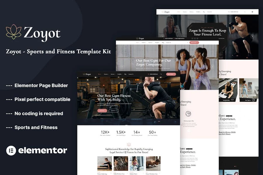 Zoyot – Template Kit Elementor para deportes y fitness