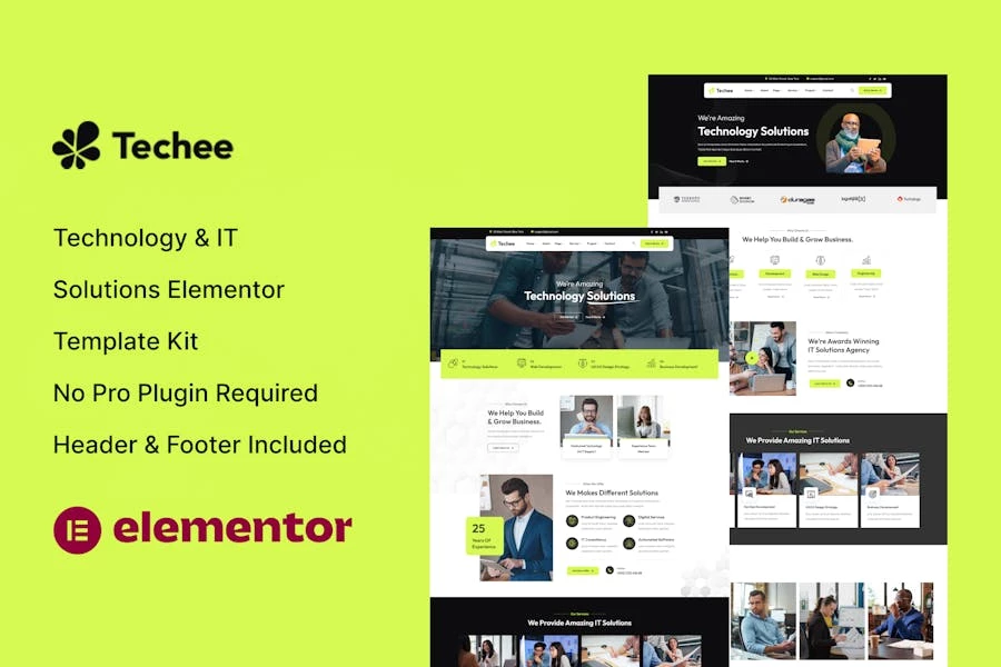 Techee – Kit de plantillas Elementor de tecnología y soluciones de TI