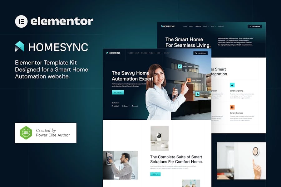 Homesync — Kit de plantillas Elementor de automatización del hogar inteligente
