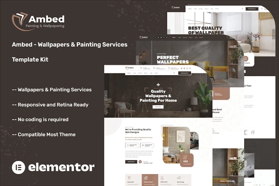 Ambed – Kit de plantillas de servicios de pintura y fondos de pantalla