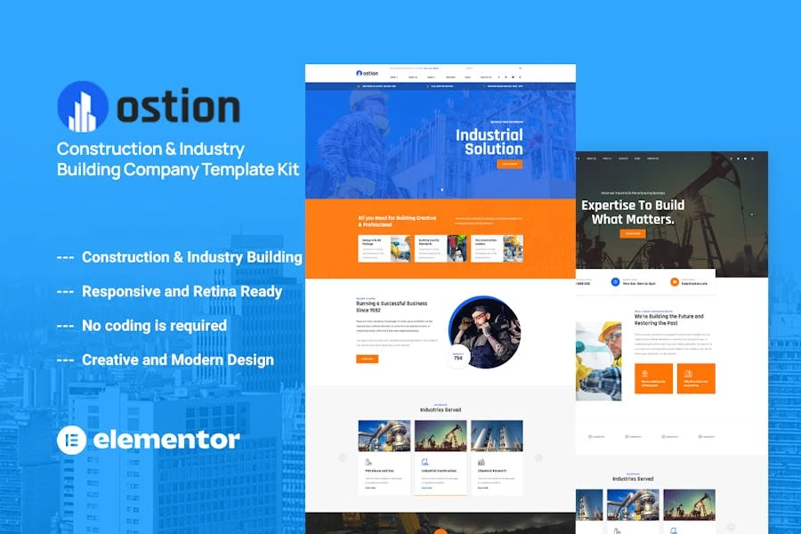 Ostion – Template Kit para empresas de construcción e industria