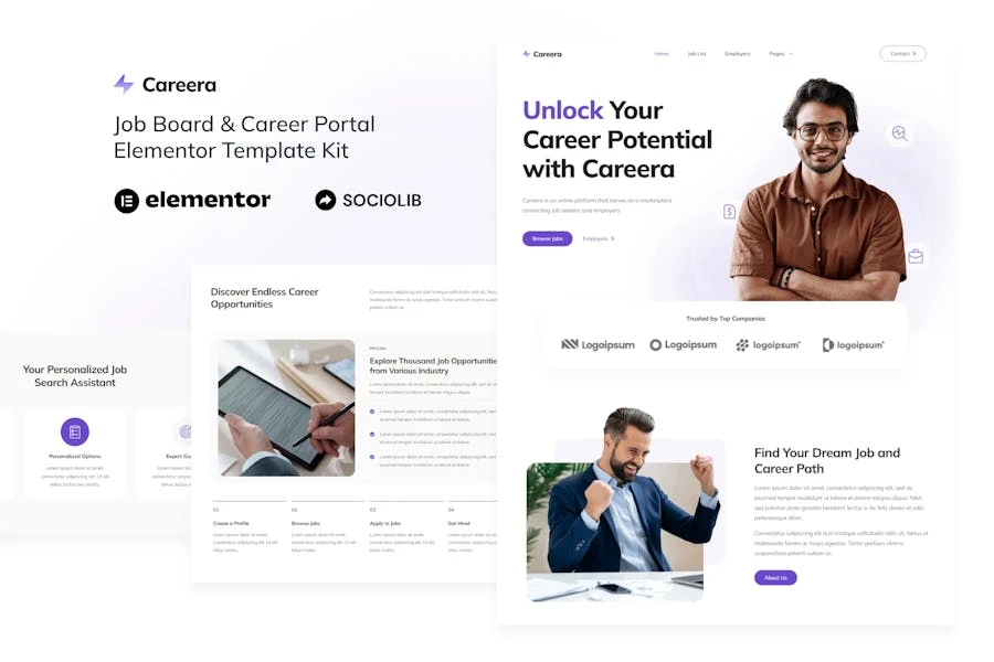 Careera – Template Kit Elementor para bolsa de trabajo y portal de empleo
