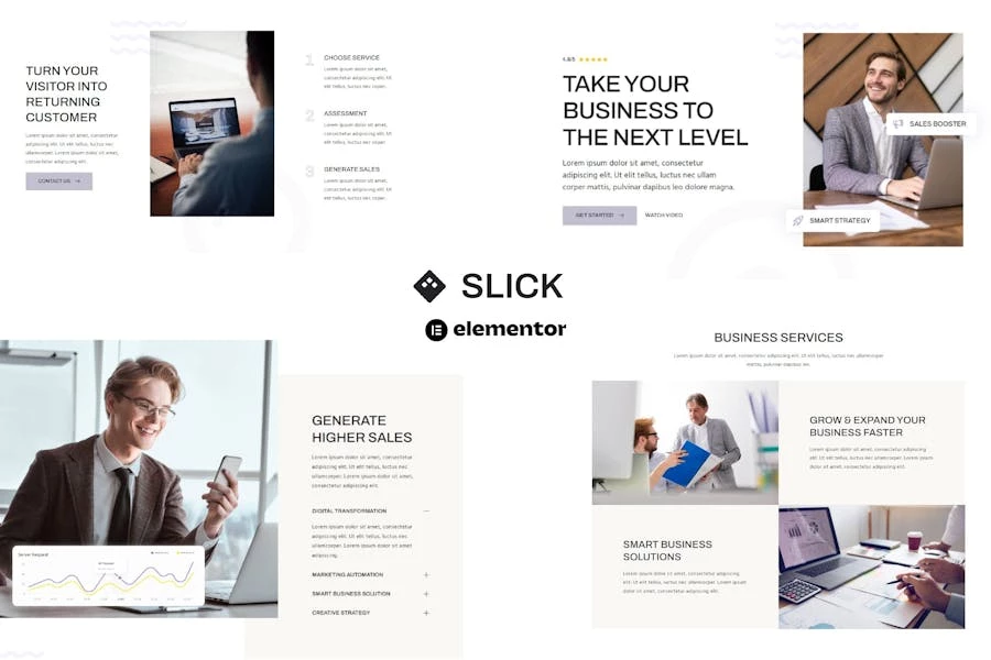 Slick – Template Kit Elementor multipropósito para Agencia de negocios y marketing