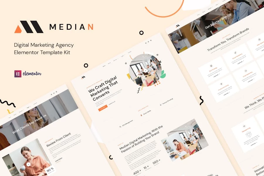 Median – Template Kit Elementor para Agencia de marketing digital