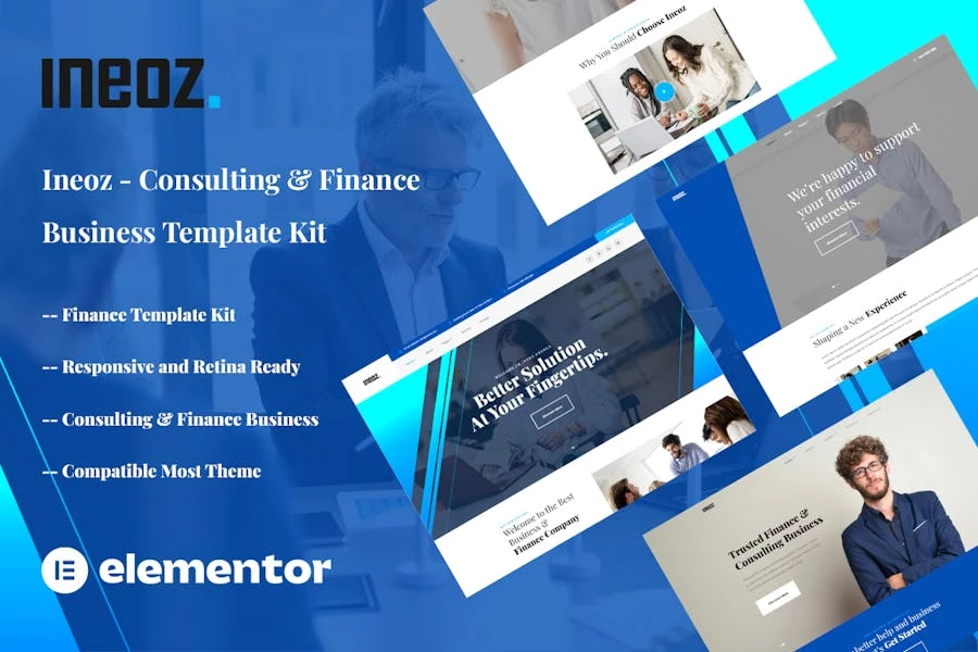 Ineoz – Template Kit Elementor para empresas de consultoría y finanzas
