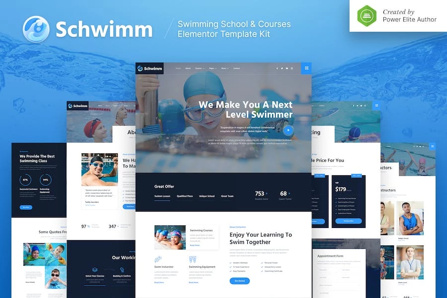 Schwimm – Template Kit Elementor para escuela y curso de natación