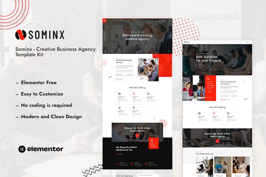 Sominx – Template Kit Elementor para Agencia de negocios creativos