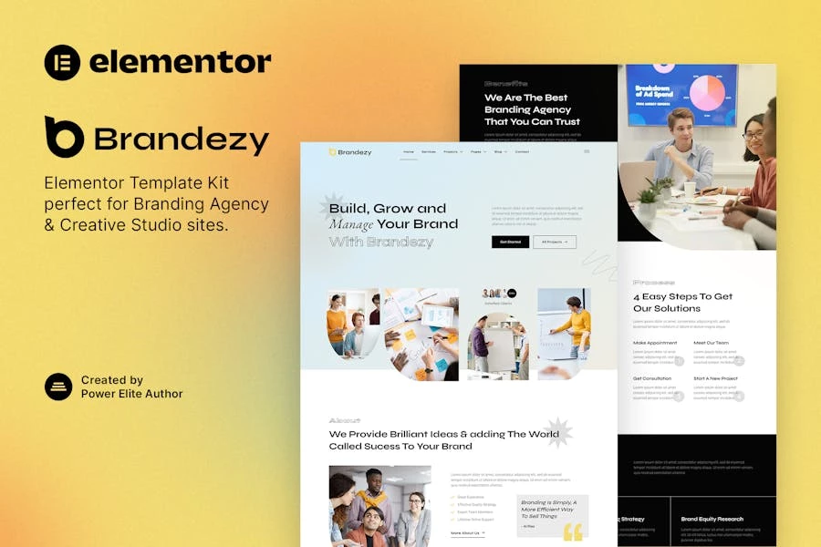Brandezy – Template Kit Elementor de agencia de marca y estudio creativo