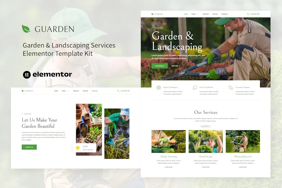 Guarden – Template Kit Elementor para servicios de jardinería y paisajismo