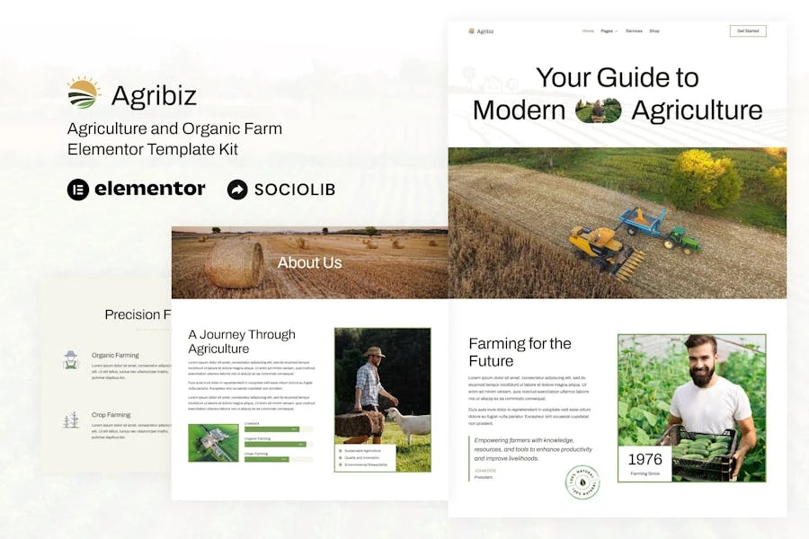 Agribiz – Kit de plantillas Elementor para Agricultura y Agricultura Orgánica
