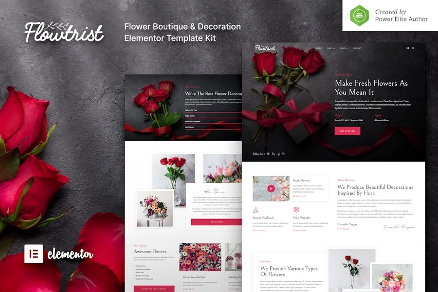 Flowtrist — Kit de plantillas Elementor para floristería y boutique de flores
