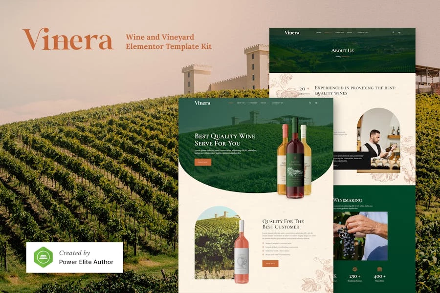 Vinera – Template Kit para Elementor de vino y viñedo