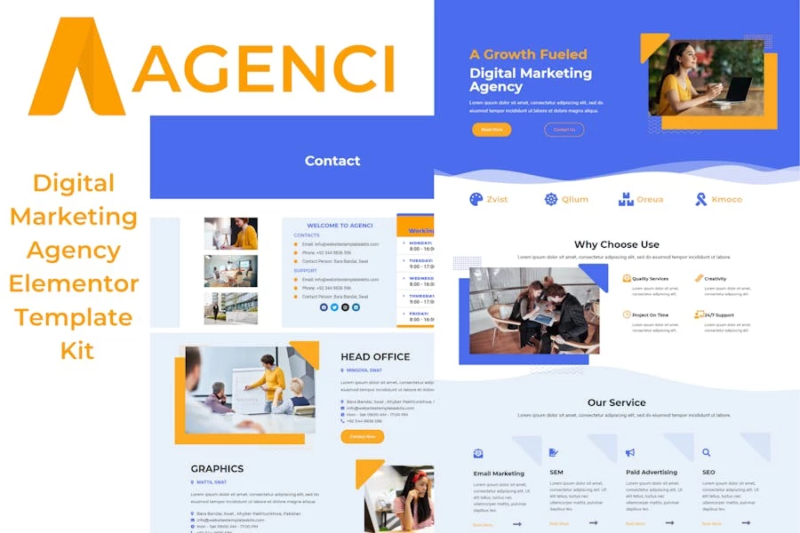 Agenci – Template Kit Elementor para Agencia de marketing digital