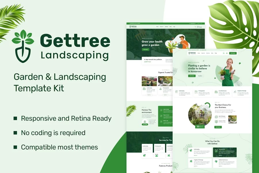 Gettree — Template Kit Elementor para jardines y paisajismo