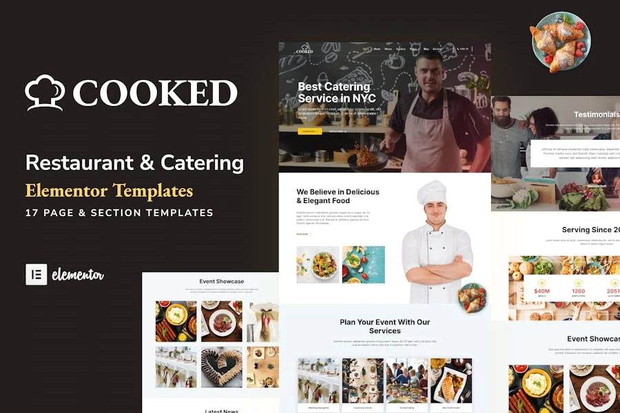 Cooked – Kit de plantillas Elementor para sitios web de catering y restaurantes