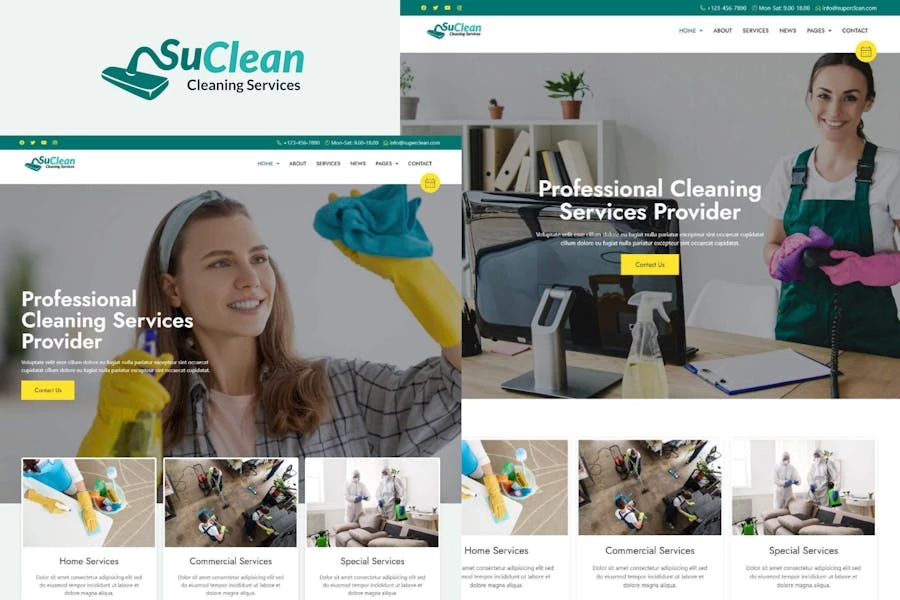 SuClean – Kit de plantillas Elementor para servicios de limpieza