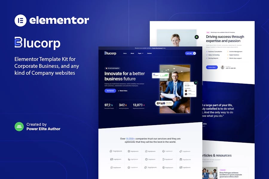 Blucorp — Template Kit Elementor para empresas Corporativa