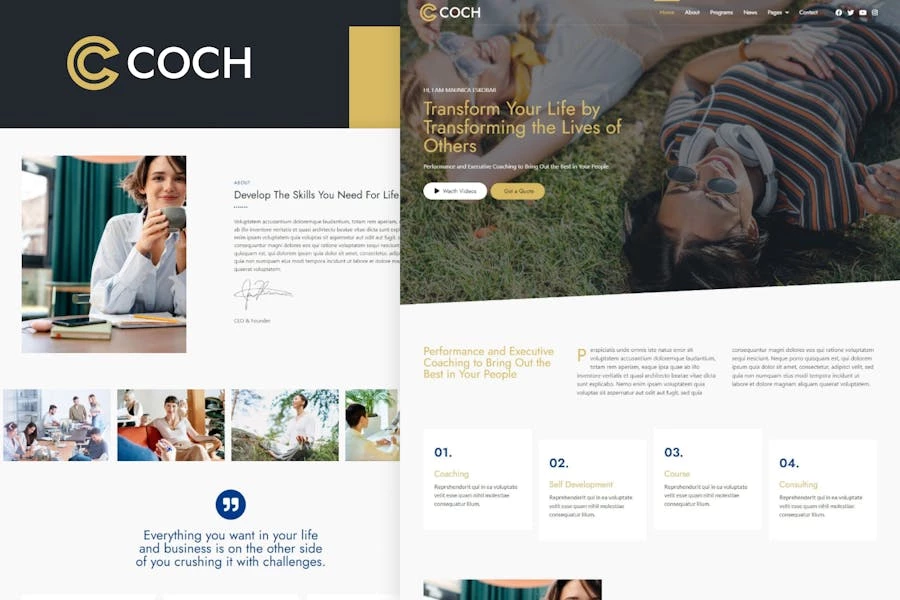 Coch – Kit de plantillas Elementor para entrenadores de negocios