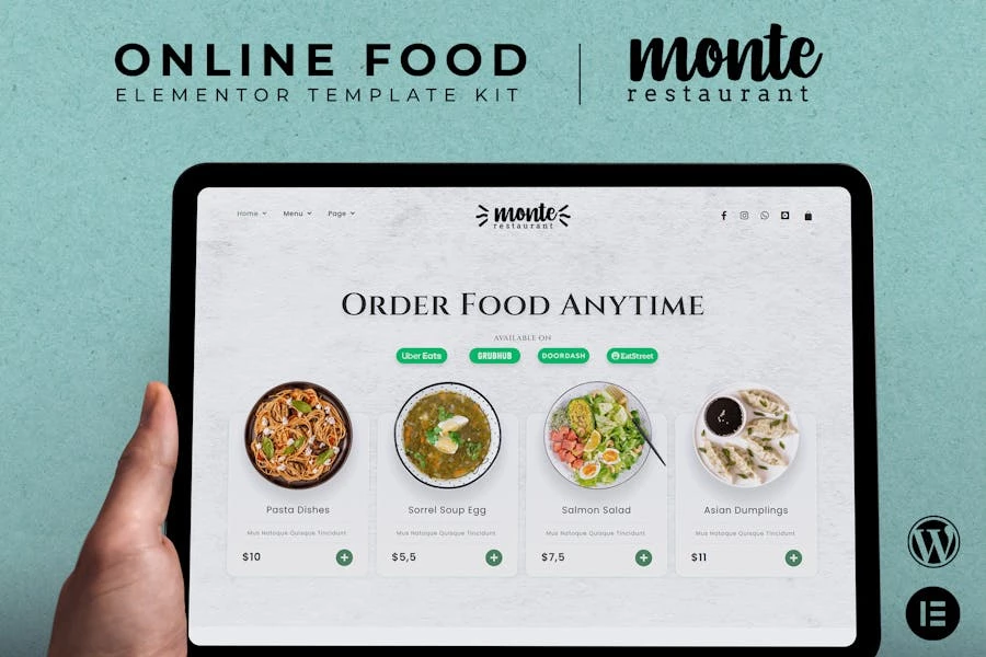 Monte – Template Kit en línea de Food Elementor