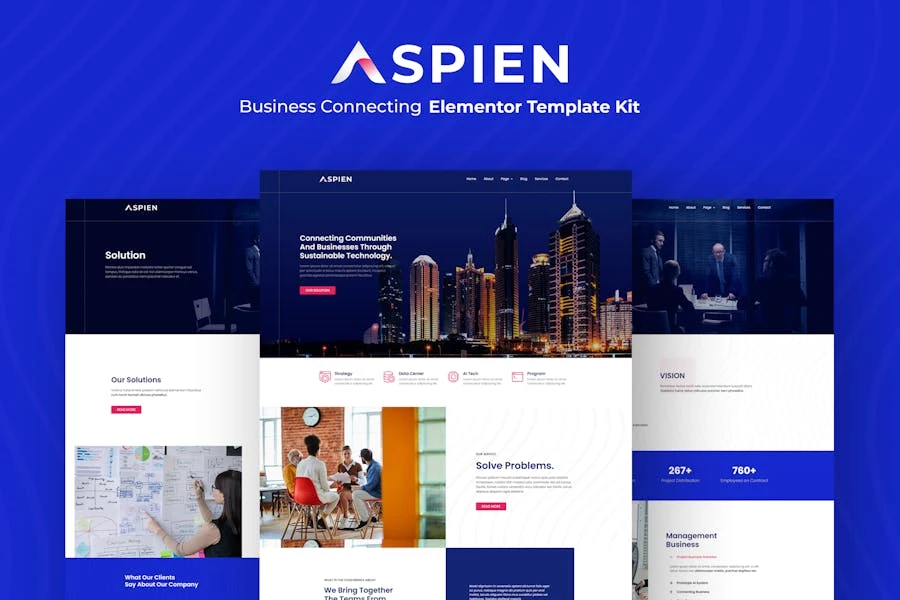 Aspien – Template Kit de Elementor para conexiones empresariales