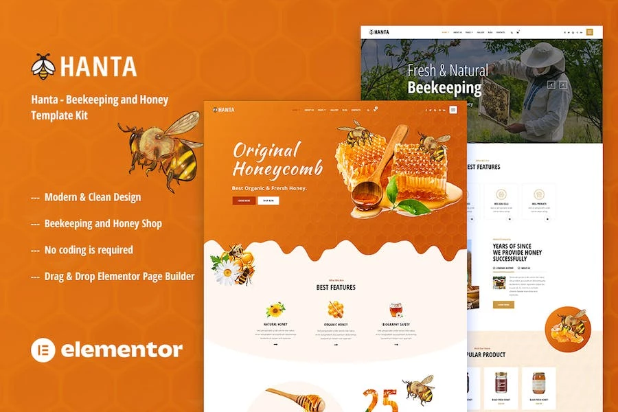 Hanta – Template Kit Elementor para apicultura y miel