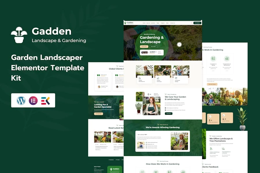 Gadden – Kit de plantillas Elementor para jardinería y paisajismo