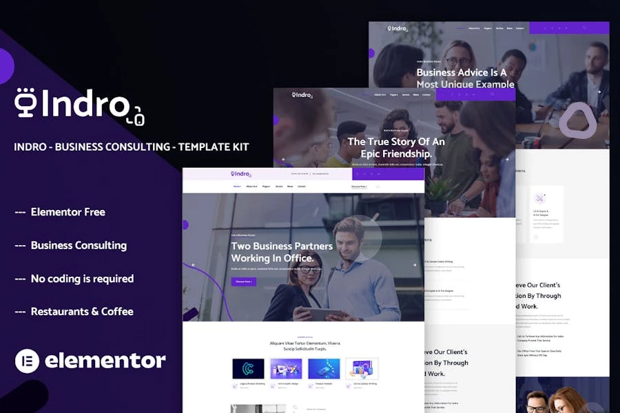 Indro – Template Kit Elementor para consultoría empresarial