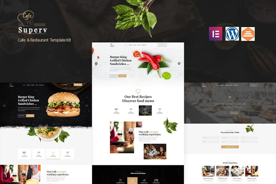 Superv Cafe – Template Kit Elementor para restaurantes