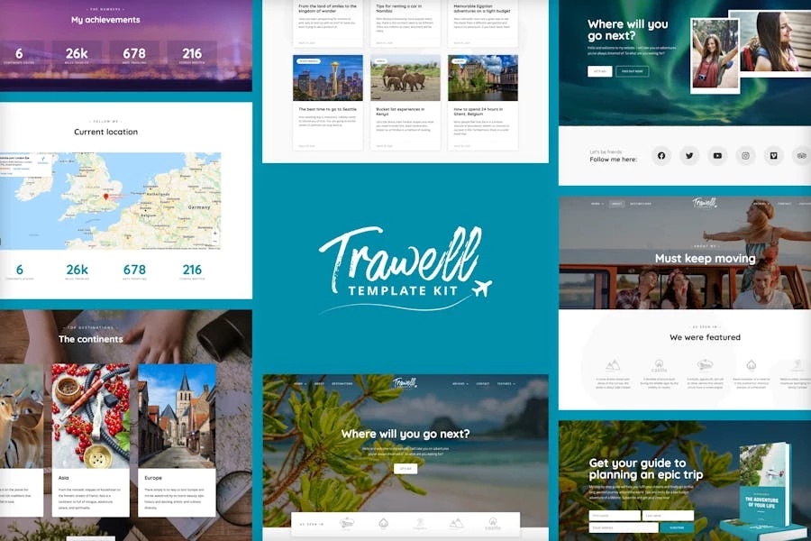 Trawell – Template Kit Elementor para blog de viajes