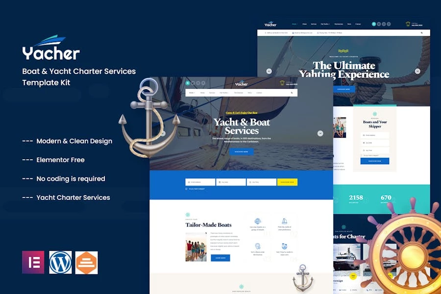 Yachter – Template Kit para servicios de alquiler de barcos y yates
