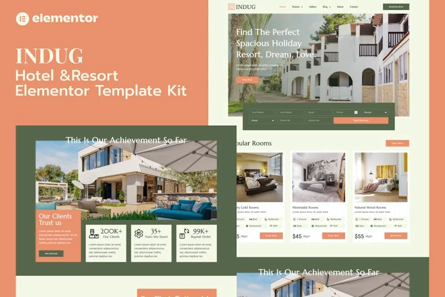 Indug – Template Kit Elementor Pro para hoteles y complejos turísticos