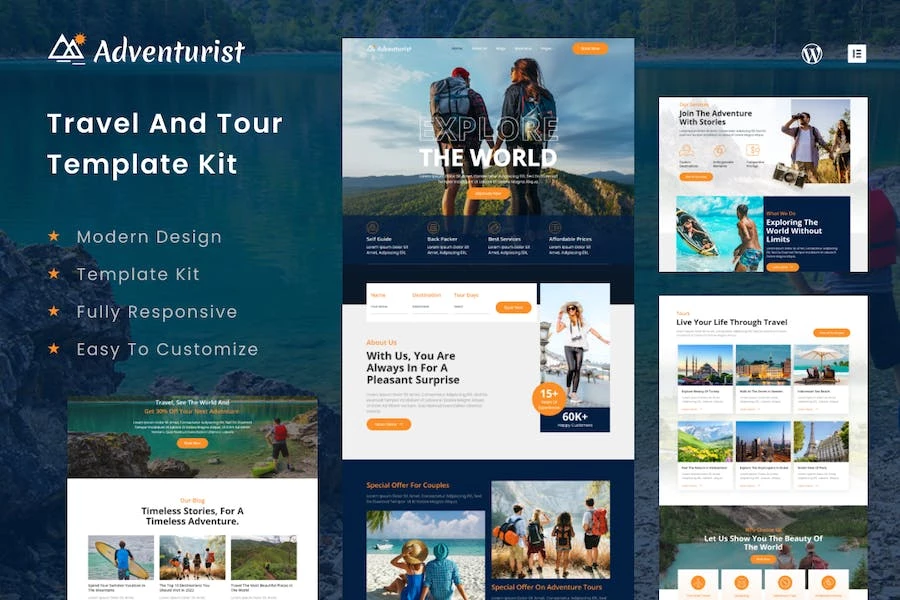 Adventurist – Template Kit Elementor para Agencia de viajes y turismo