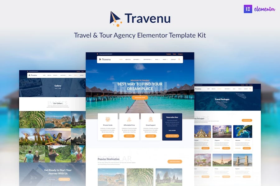 Travenu – Template Kit Elementor para Agencia de viajes y viajes