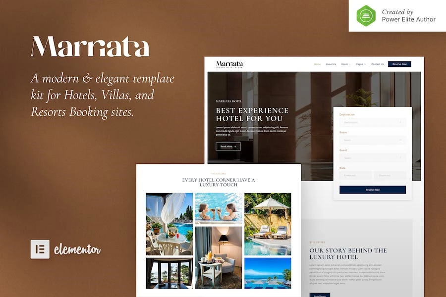Marriata — Kit de plantillas Elementor para hoteles y complejos turísticos