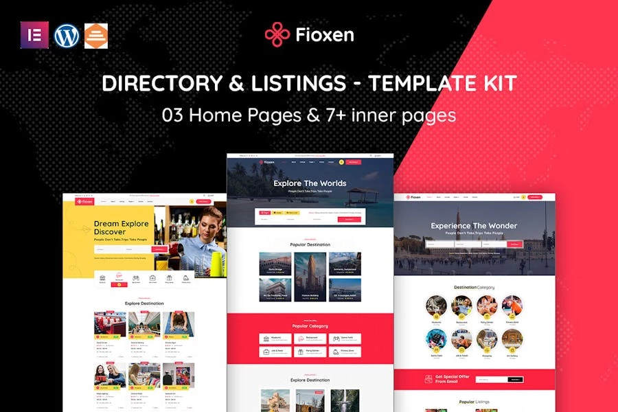 Fioxen – Template Kit Elementor para directorios y listados de viajes