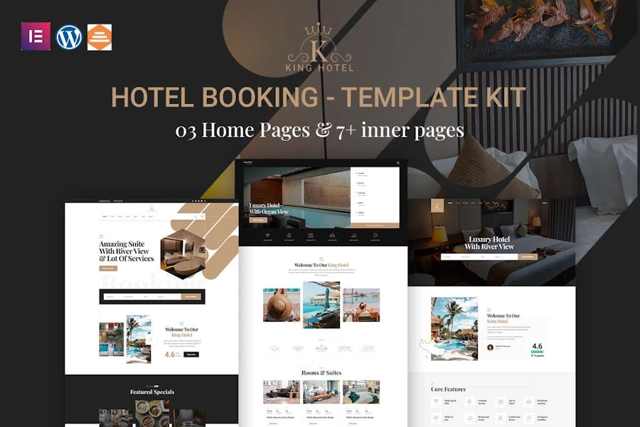KingHo – Template Kit Elementor para reservas de hotel