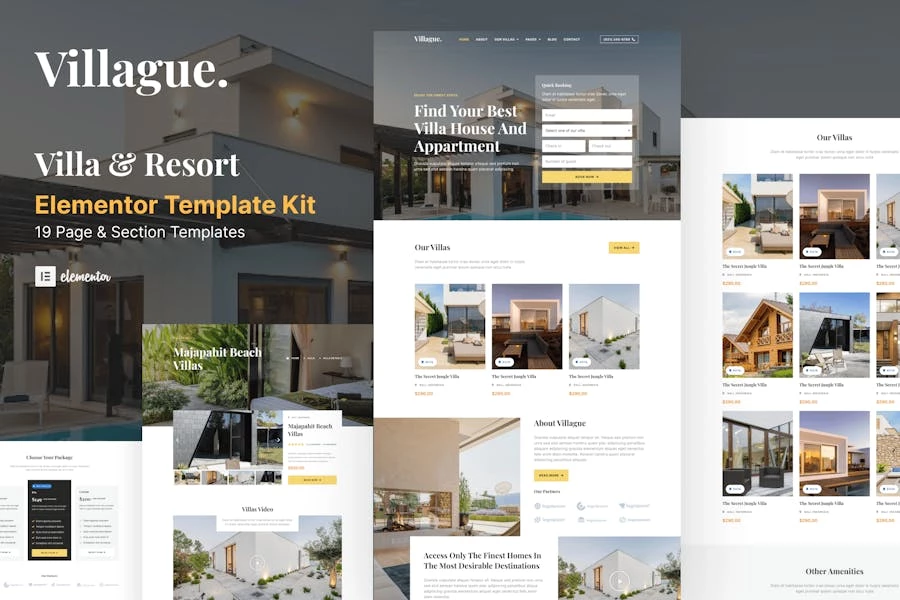 Villague – Template Kit de elemento de villa privada y resort