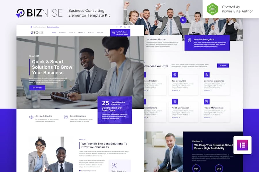 Biznise — Kit de plantillas Elementor de consultoría empresarial